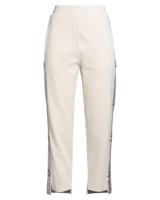 Shirtaporter White Pants Viscose, Nylon, Elastane