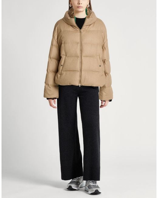 Herno Natural Camel Puffer Silk, Cashmere, Polyamide