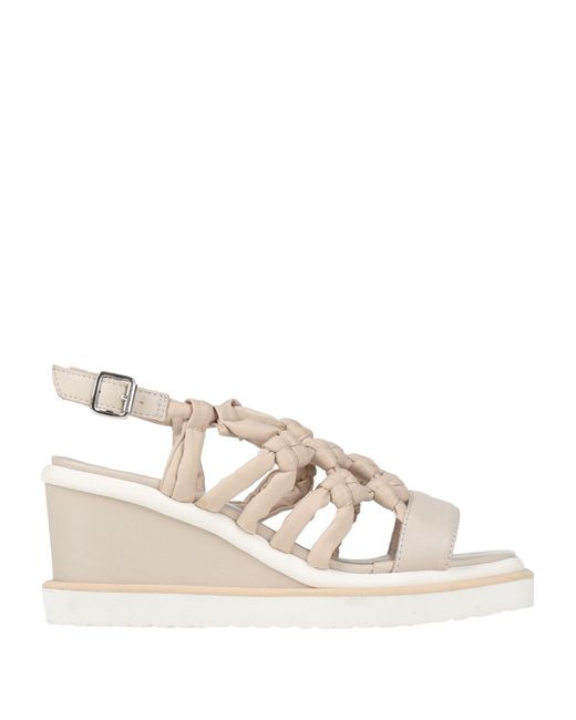 Patrizia Bonfanti Natural Sandals Leather, Textile Fibers