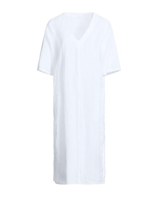 120% Lino White Midi Dresses