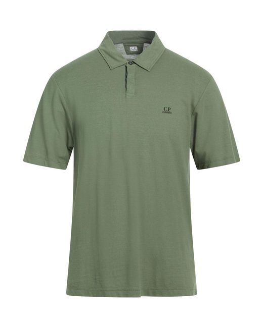 C P Company Green Military Polo Shirt Cotton for men