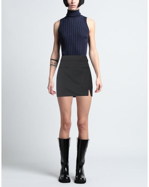 SEVENTY VENEZIA Black Mini Skirt Polyester, Virgin Wool, Elastane