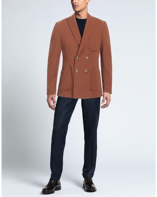 Daniele Alessandrini Brown Blazer Cotton, Polyamide, Elastane for men
