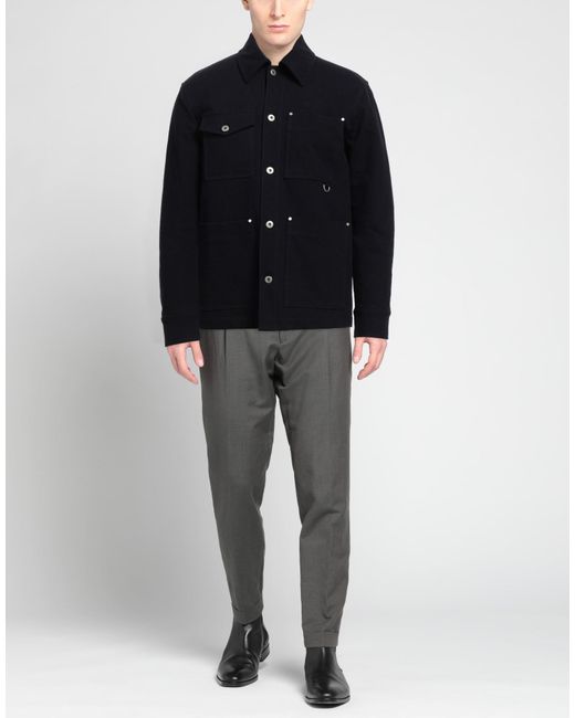 Paolo Pecora Blue Jacket Cotton, Wool, Polyester, Elastane for men