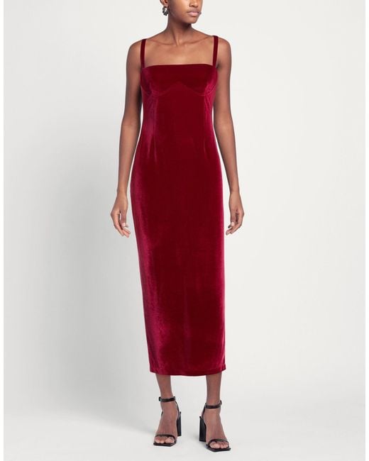 SILENCE LIMITED Red Maxi Dress Polyester, Viscose, Elastane