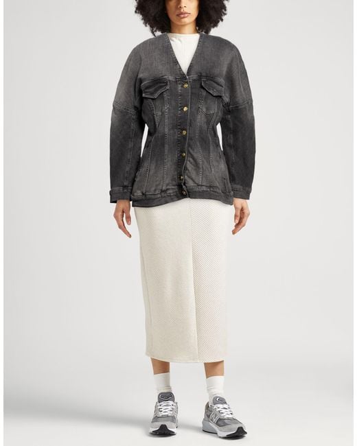 Ganni Black Charcoal Denim Outerwear Cotton, Elastane