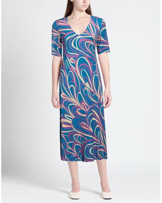 Siyu Blue Midi-Kleid