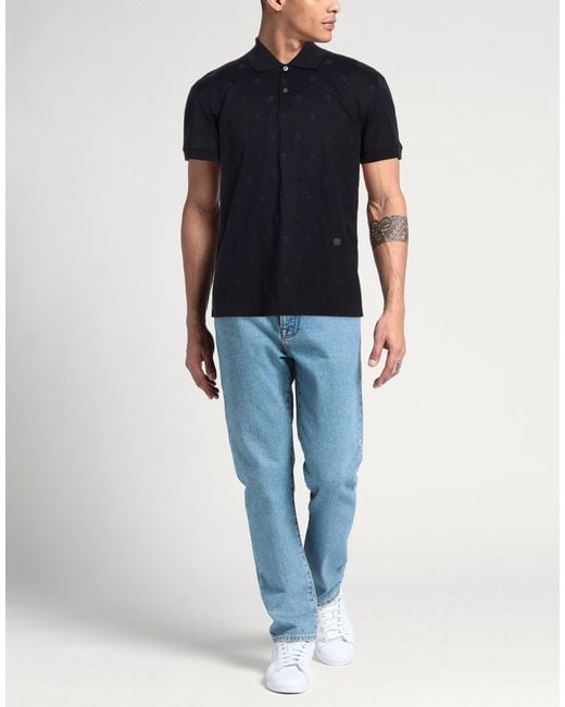 Roberto Cavalli Black Midnight Polo Shirt Cotton for men