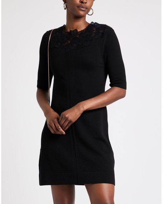 Ermanno Scervino Black Mini Dress Virgin Wool, Polyamide, Wool, Cotton, Mohair Wool