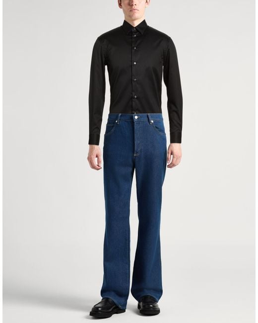 Emporio Armani Black Shirt Cotton, Elastolefin for men