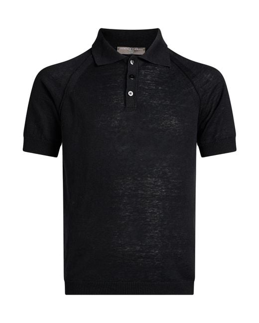 Daniele Fiesoli Black Polo Shirt Linen, Cotton for men