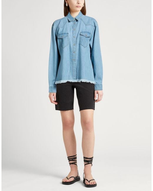 Eleventy Blue Denim Shirt Cotton, Elastane