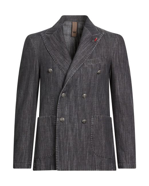 MULISH Black Charcoal Blazer Cotton for men