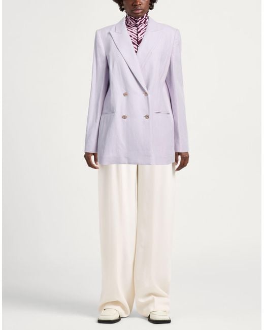 Twinset Purple Lilac Blazer Cotton, Linen