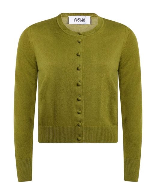 Alpha Studio Green Cardigan Wool