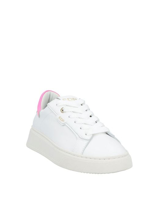ED PARRISH White Sneakers Leather, Textile Fibers