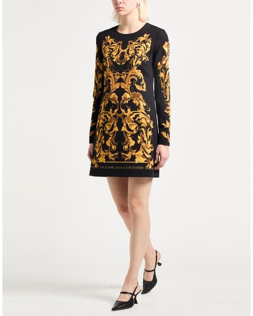 Versace Jeans Couture Black Mini Dress Polyester, Elastane