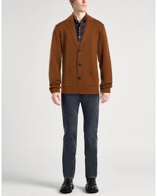 Daniele Fiesoli Brown Cardigan Merino Wool for men