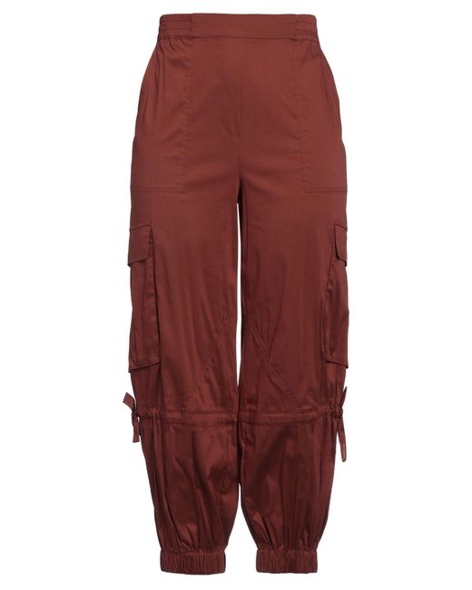 Semicouture Red Pants Cotton, Polyamide, Elastane