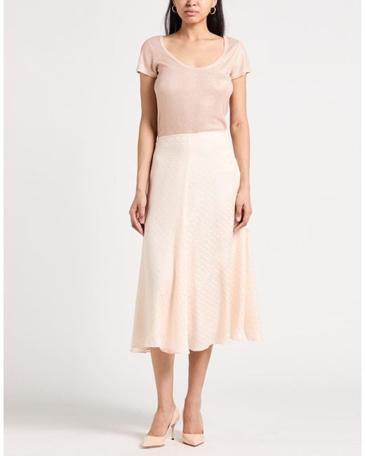 Fendi Natural Midi Skirt Silk
