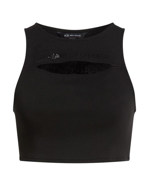 ARMANI EXCHANGE Black Top Cotton, Polyester, Elastane