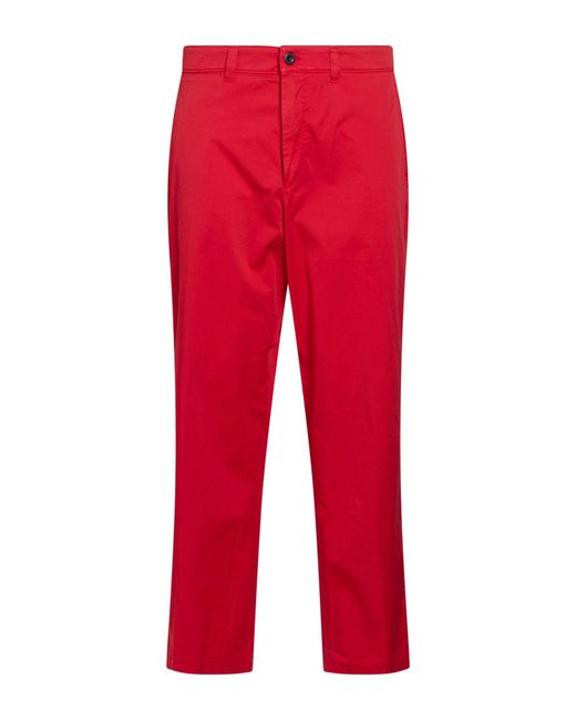 Department 5 Red Pants Cotton, Elastane for men