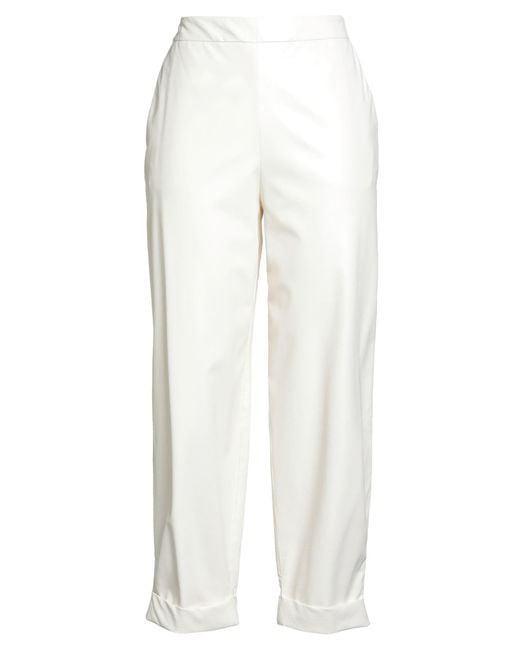 ALESSIA SANTI White Pants Viscose, Polyurethane Resin
