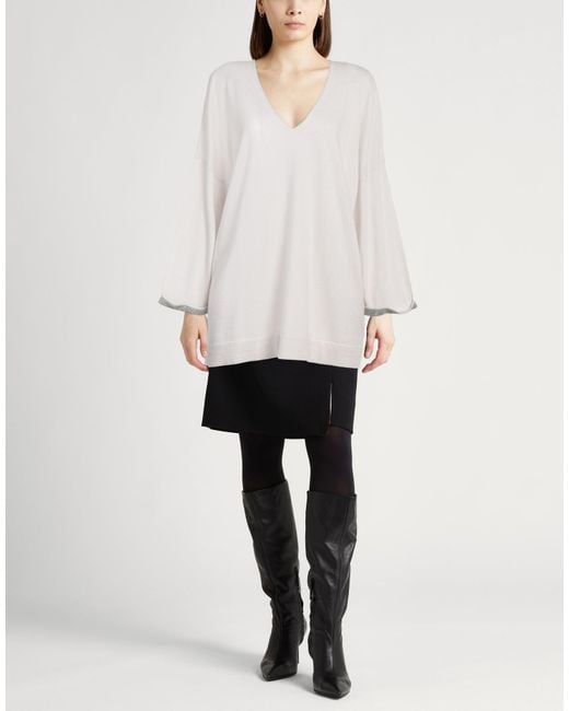 Fabiana Filippi White Light Sweater Virgin Wool, Cotton, Cashmere, Ecobrass