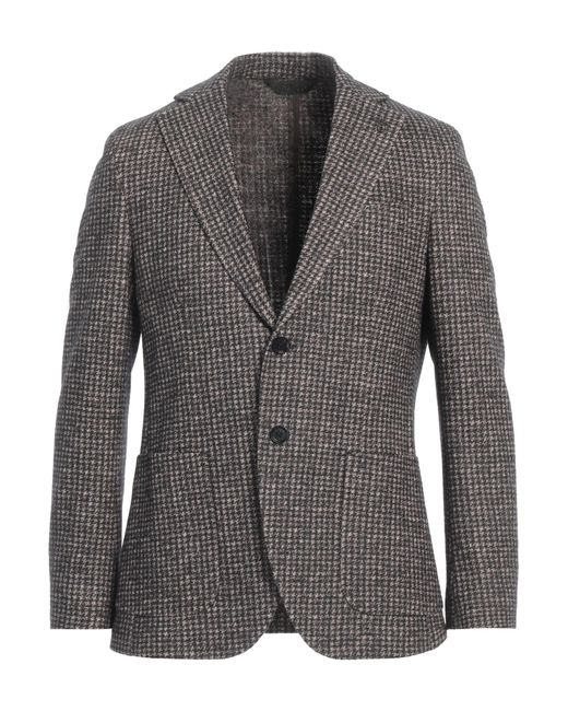 Paoloni Gray Blazer Virgin Wool, Cotton, Polyester for men