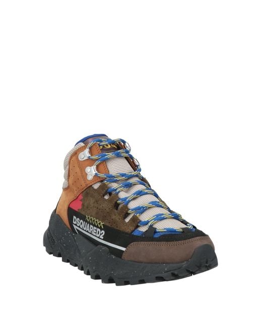 DSquared² Green Ankle Boots Calfskin, Textile Fibers for men