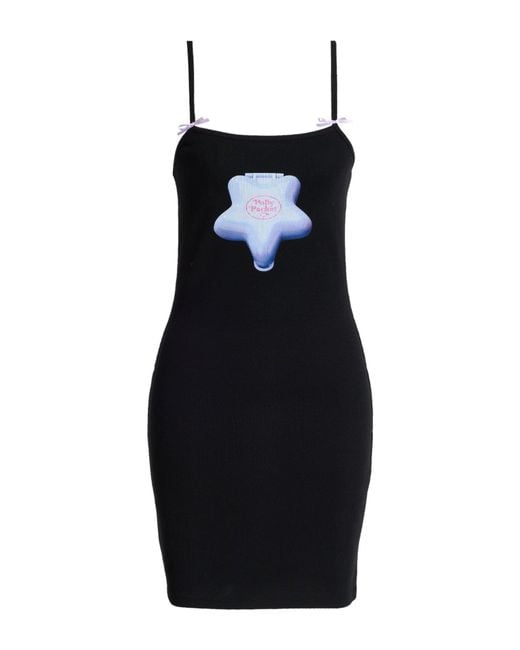 Gcds Black X Polly Pocket Mini Dress Cotton, Elastane