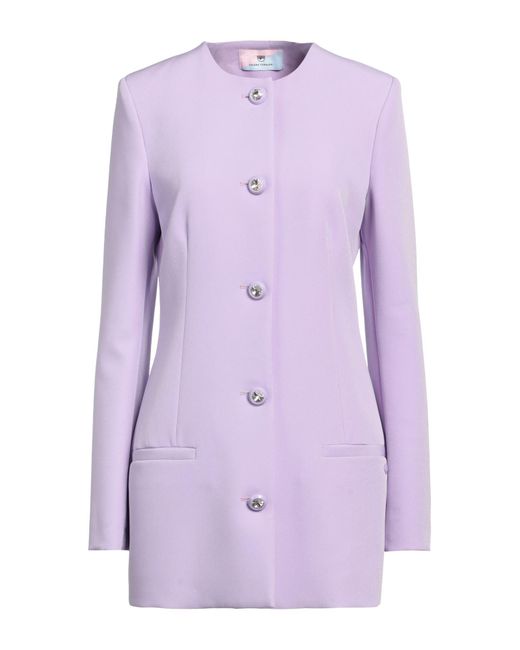 Chiara Ferragni Purple Lilac Overcoat & Trench Coat Polyester, Elastane