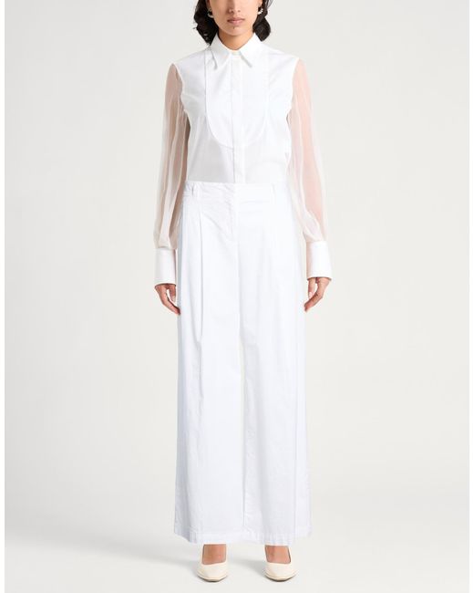 Peserico White Pants Cotton, Lyocell, Elastane
