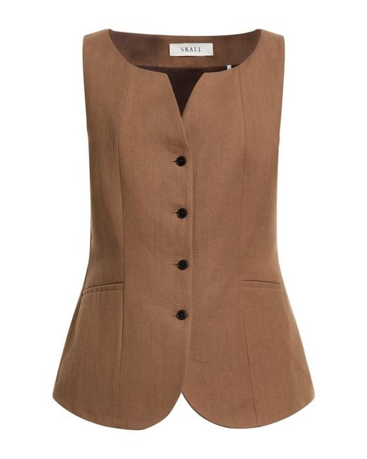 Skall Studio Brown Tailored Vest Linen, Recycled Cotton, Organic Cotton