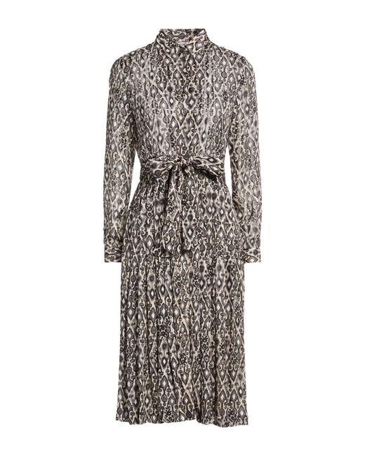 Caliban Gray Midi Dress Polyester, Metallic Polyester