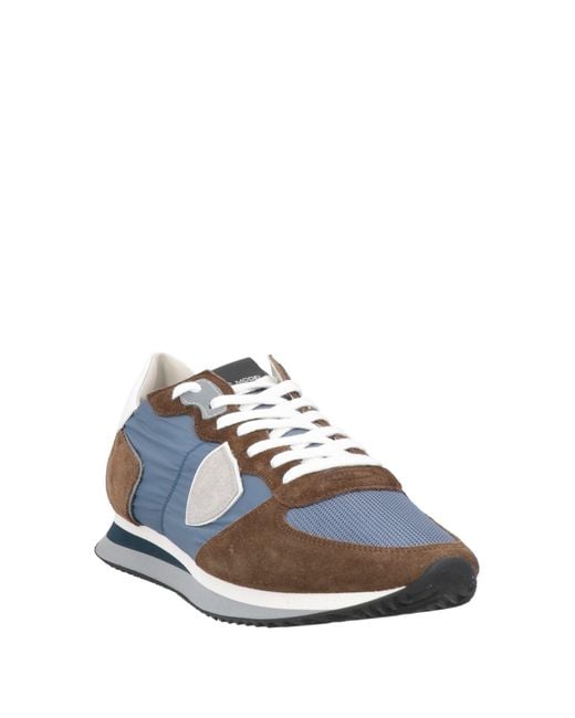 Philippe Model Blue Khaki Sneakers Leather, Textile Fibers for men