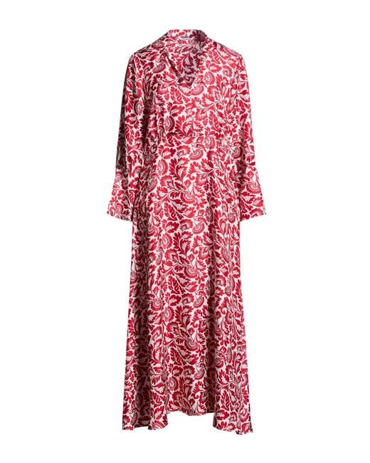 Caliban Red Brick Maxi Dress Silk