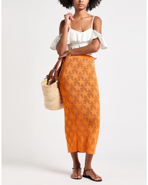 Akep Orange Midi Skirts