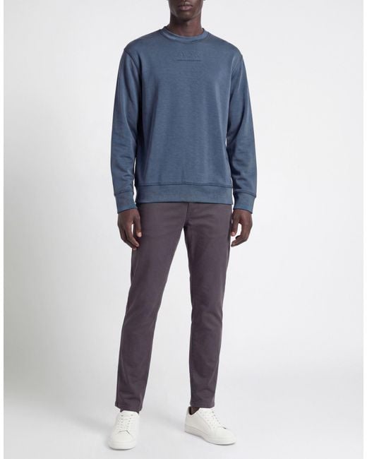 ARMANI EXCHANGE Blue Slate Sweatshirt Modal, Polyester, Elastane for men