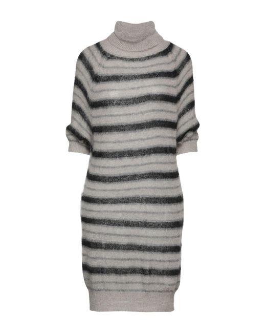 Biancoghiaccio Gray Mini Dress Acrylic, Polyamide, Mohair Wool