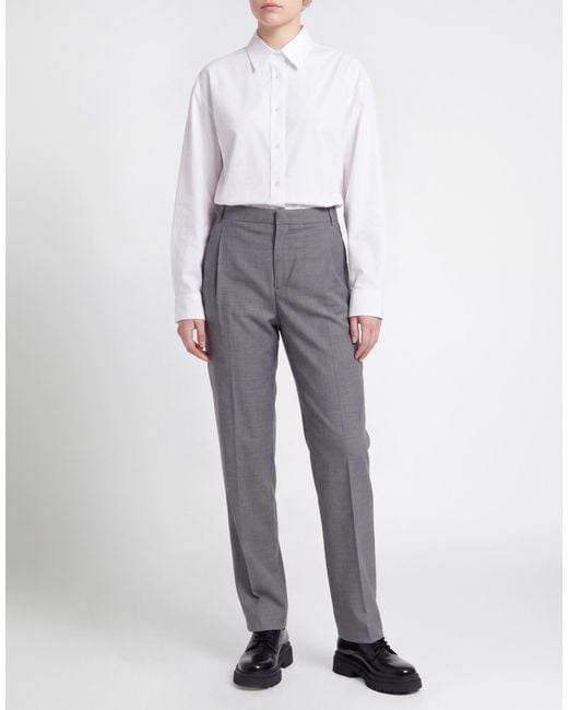 Semicouture Gray Pants Polyester, Virgin Wool, Elastane
