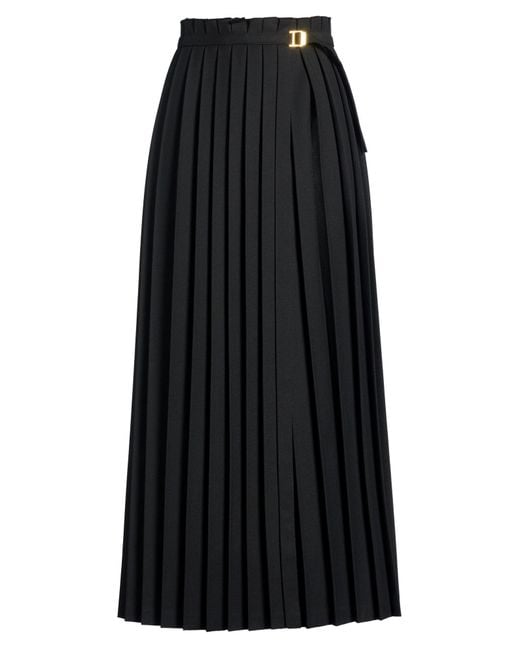 AMI Black Maxi Skirt Polyester, Virgin Wool