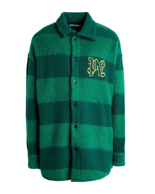 Palm Angels Green Shirt Wool, Alpaca Wool, Mohair Wool, Polyamide for men