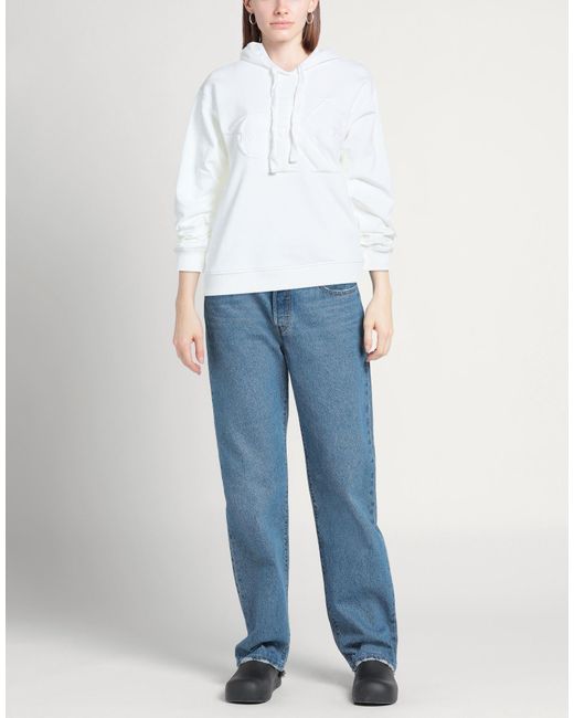 Calvin Klein White Sweatshirt Cotton, Viscose