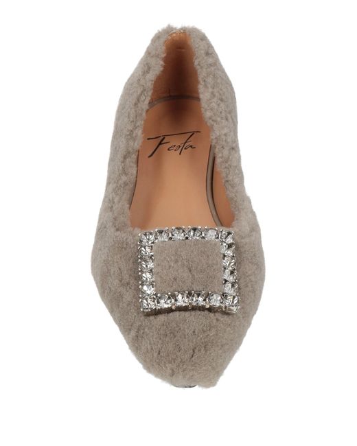 Roberto Festa Gray Ballet Flats Shearling