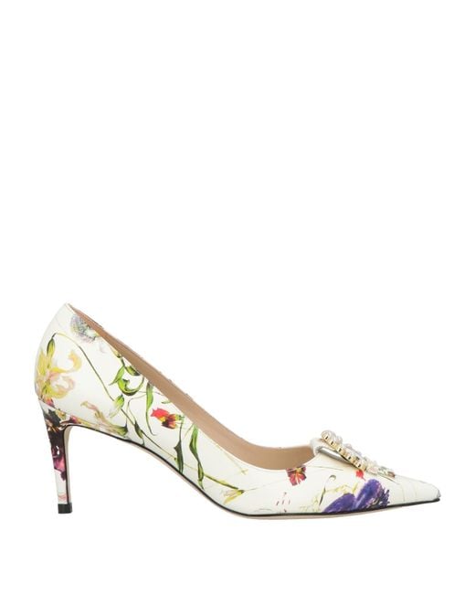Stuart Weitzman Metallic Ivory Pumps Calfskin