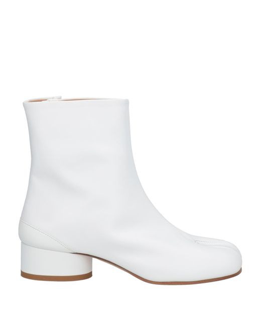 Manila Grace White Ankle Boots Leather