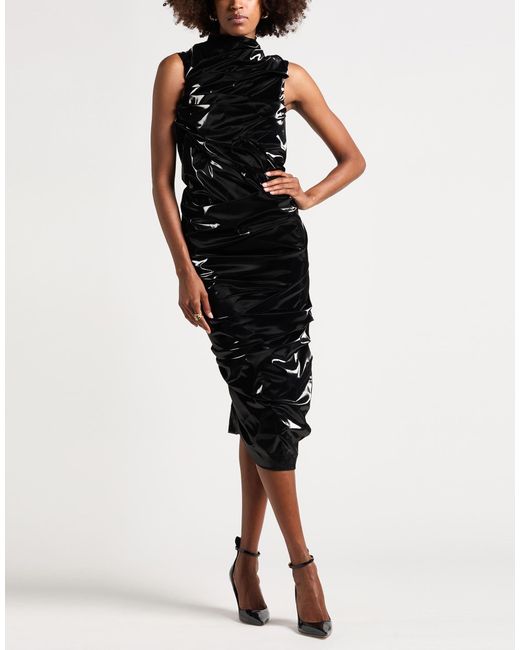 McQueen Black Midi Dress Polyester