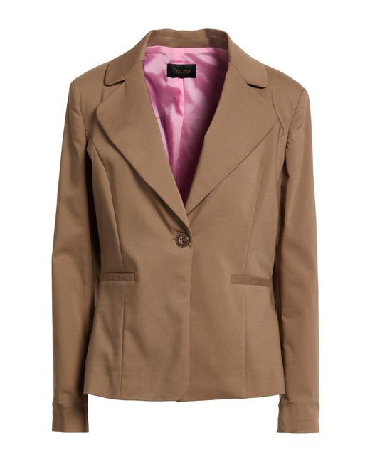 Try Me Brown Camel Blazer Cotton, Polyester, Elastane
