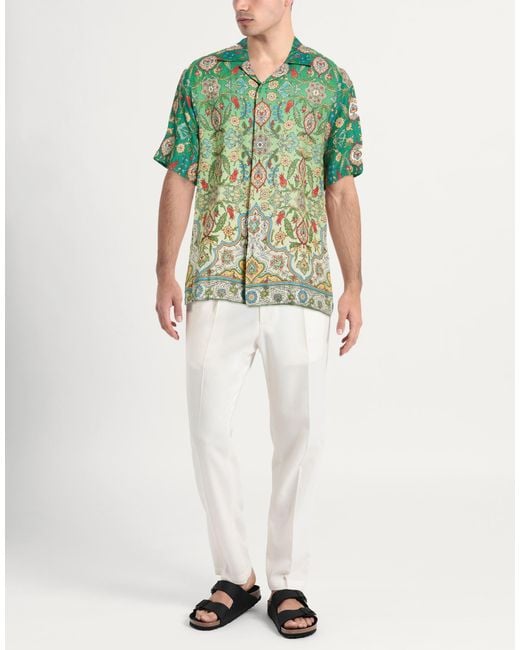 Pantamolle Green Shirt Linen for men